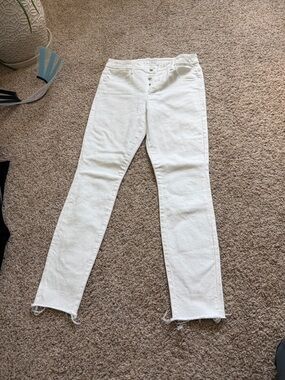 Women's High-Rise White Button-Fly Jeans